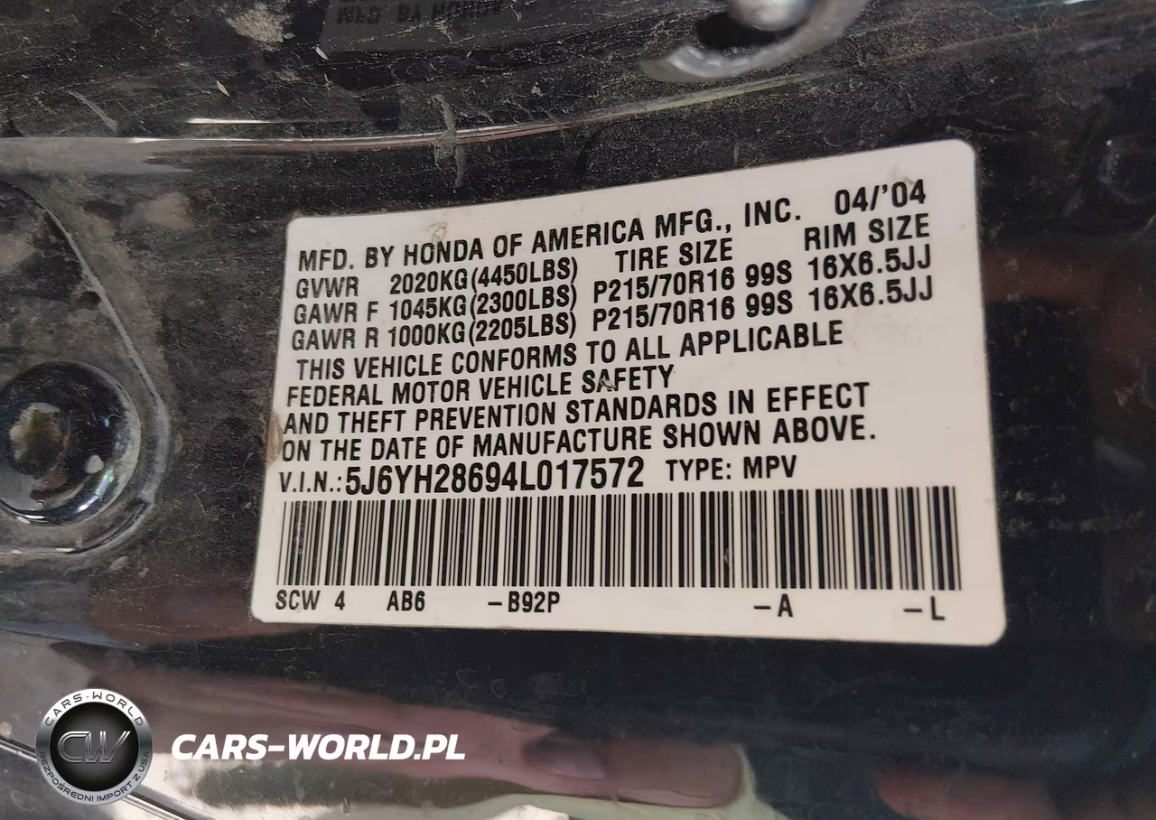 2004 Honda Element Ex VIN:5J6YH28694L017572 - 9