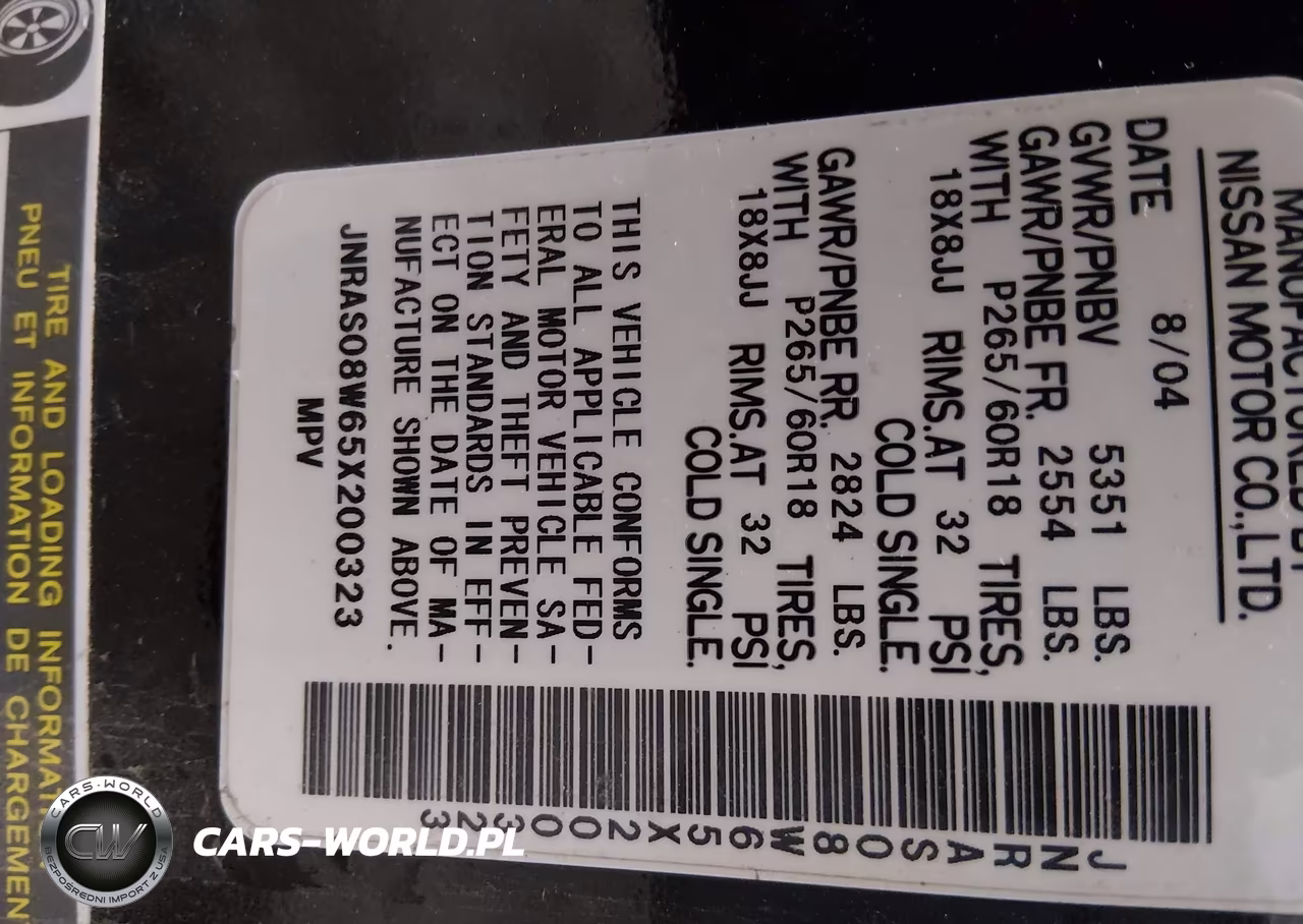 2005 Infiniti Fx35 VIN:JNRAS08W65X200323 - 9