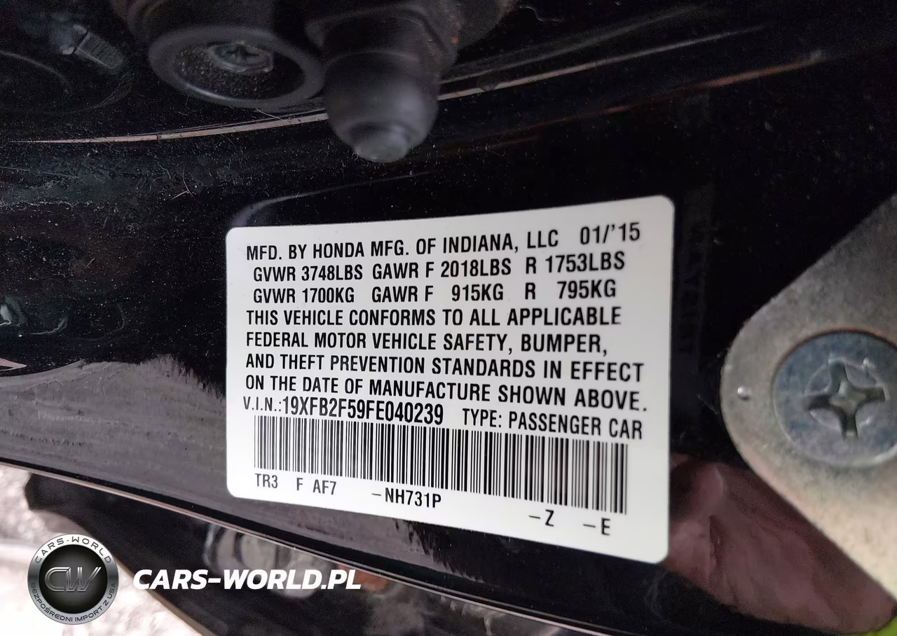 2015 Honda Civic Lx VIN:19XFB2F59FE040239 - 9