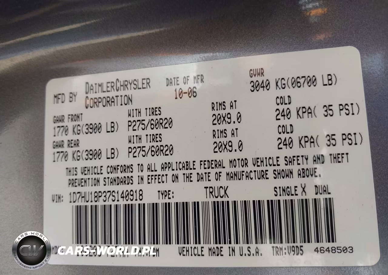 2007 Dodge Ram 1500 St-Slt VIN:1D7HU18P37S140918 - 9