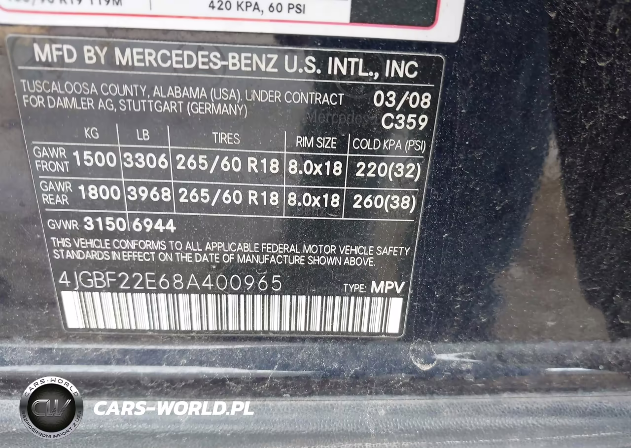 2008 Mercedes-Benz Gl 320 Cdi 4Matic VIN:4JGBF22E68A400965 - 9