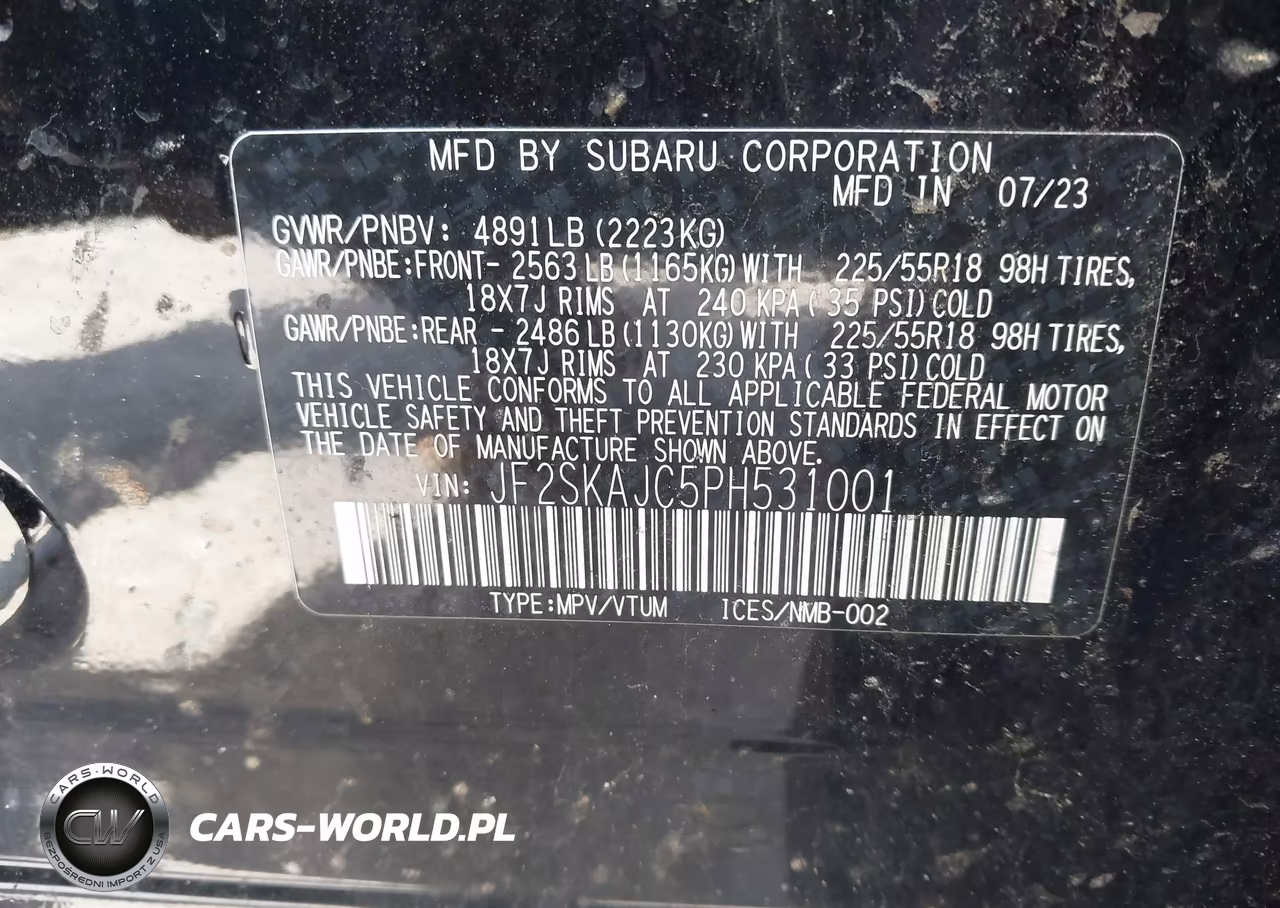 2023 Subaru Forester Sport VIN:JF2SKAJC5PH531001 - 9
