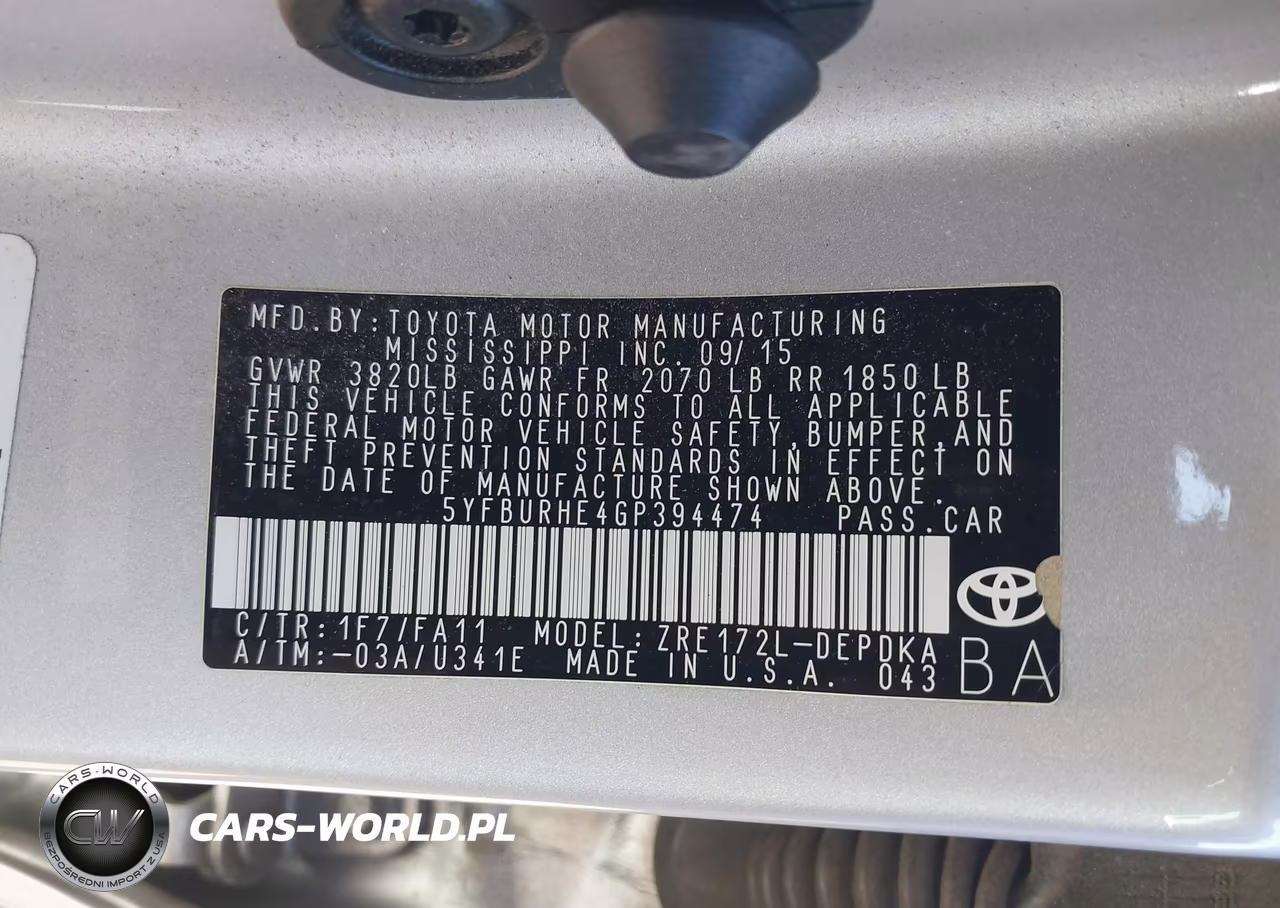 2016 Toyota Corolla L VIN:5YFBURHE4GP394474 - 9