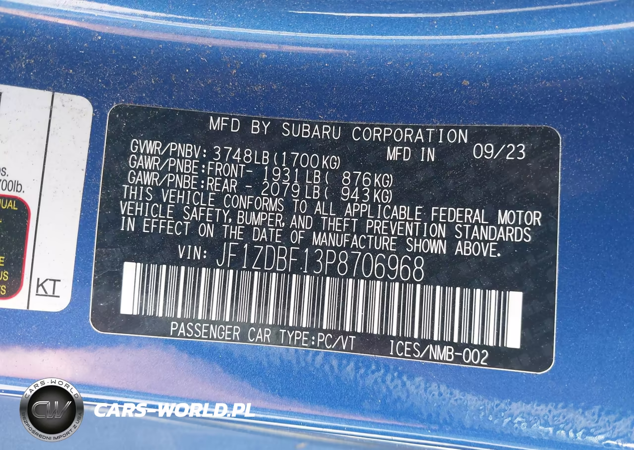 2023 Subaru Brz Limited VIN:JF1ZDBF13P8706968 - 9