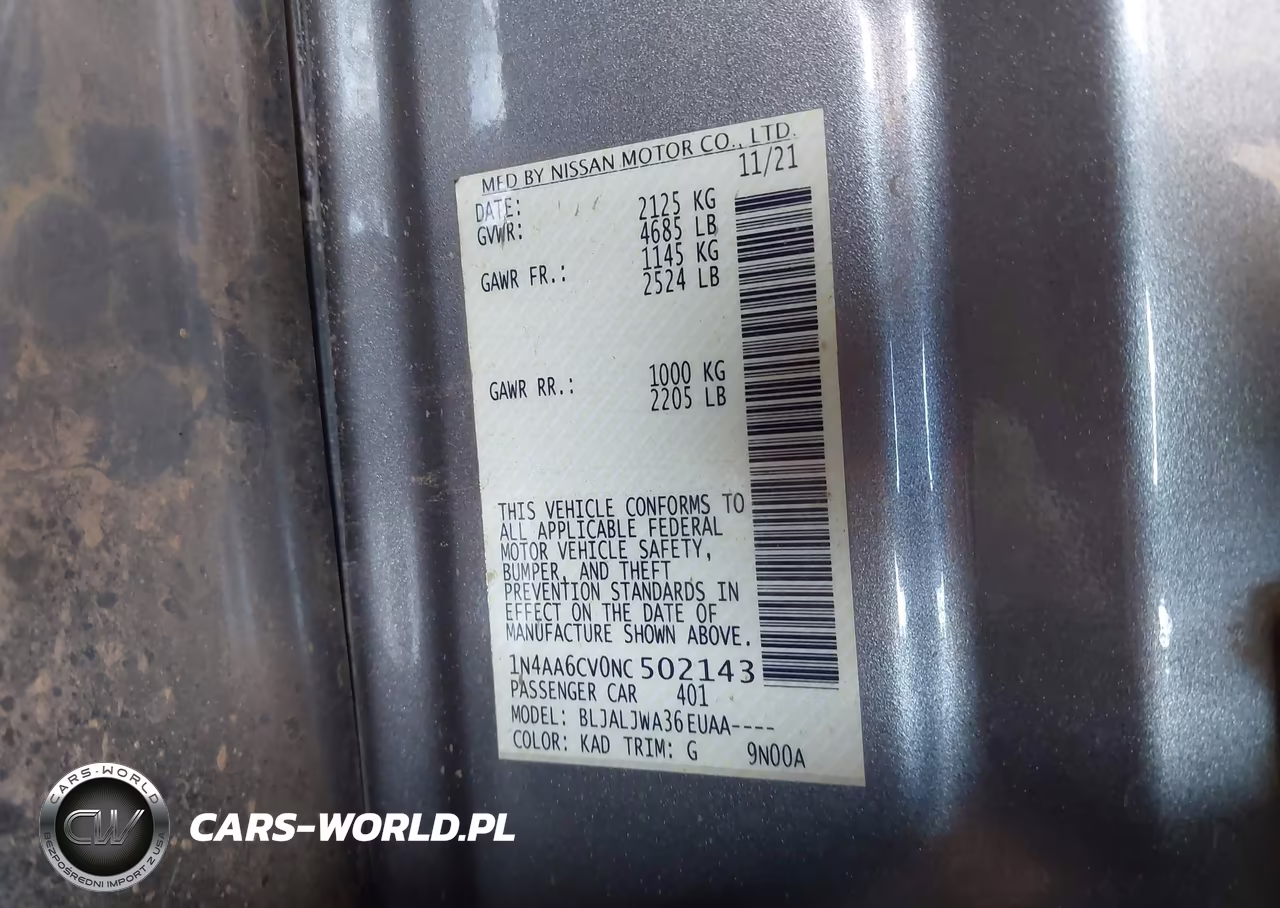 2022 Nissan Maxima Sv VIN:1N4AA6CV0NC502143 - 9