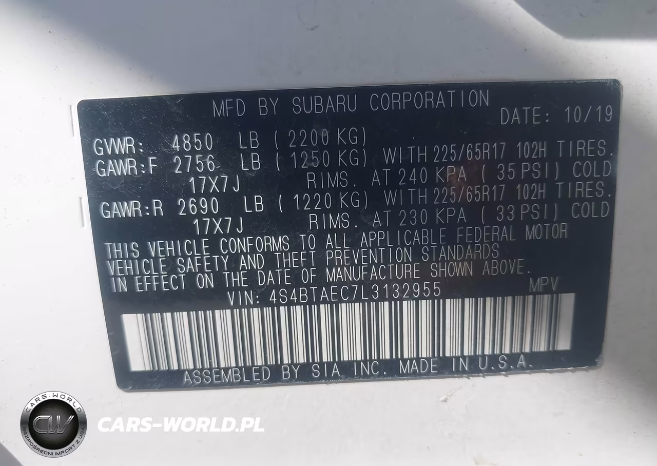 2020 Subaru Outback Premium VIN:4S4BTAEC7L3132955 - 9