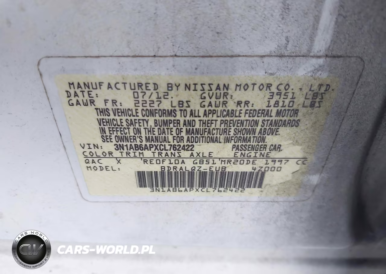 2012 Nissan Sentra 2.0 VIN:3N1AB6APXCL762422 - 9