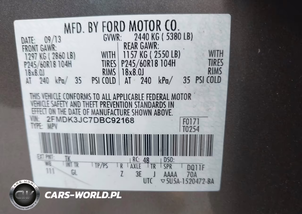2013 Ford Edge Sel VIN:2FMDK3JC7DBC92168 - 9