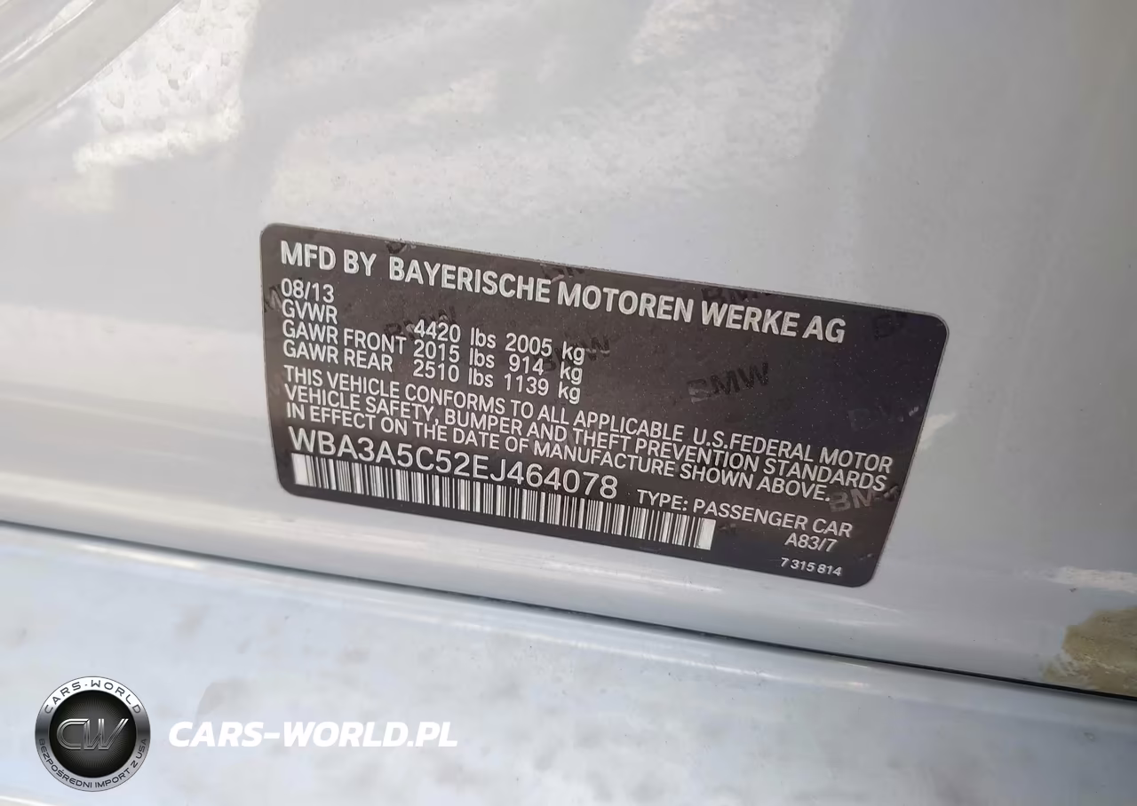 2014 BMW 328I VIN:WBA3A5C52EJ464078 - 9