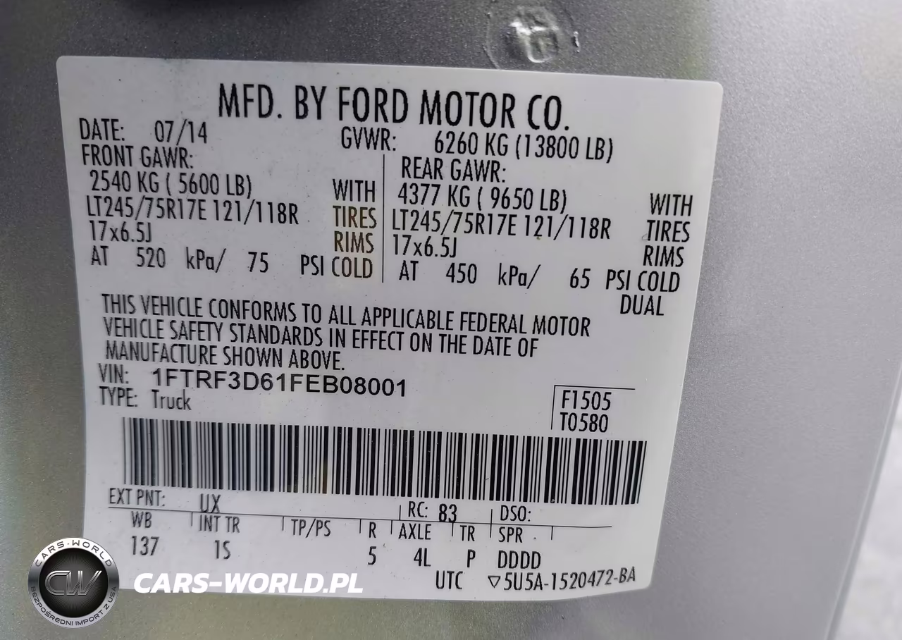 2015 Ford F-350 Xl VIN:1FTRF3D61FEB08001 - 9
