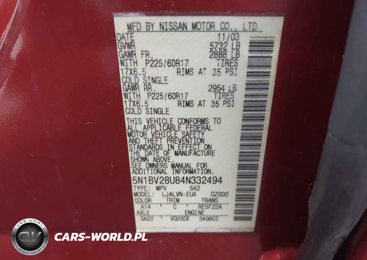 2004 Nissan Quest 3.5 Se VIN:5N1BV28U84N332494 - 9