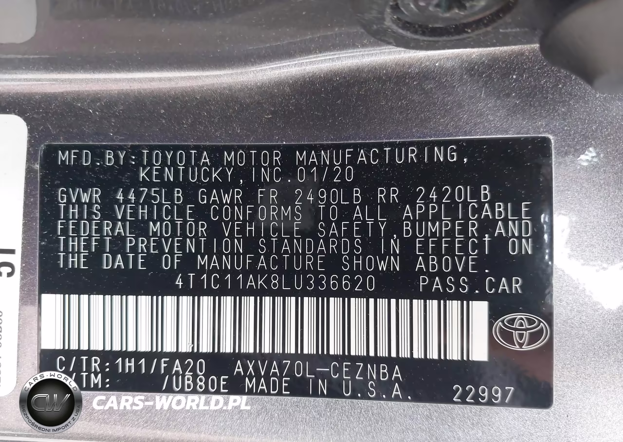 2020 Toyota Camry Le VIN:4T1C11AK8LU336620 - 9