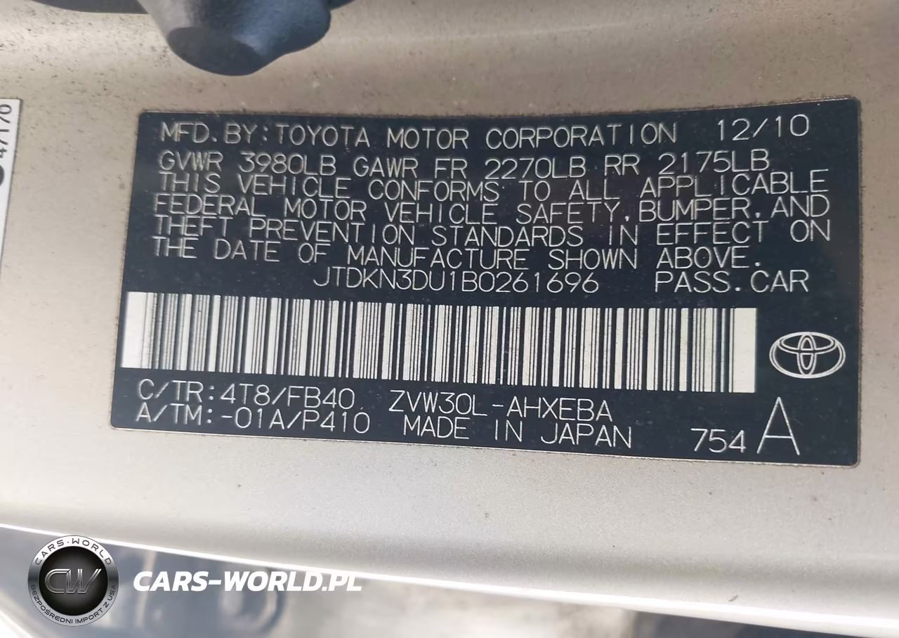 2011 Toyota Prius Two VIN:JTDKN3DU1B0261696 - 9