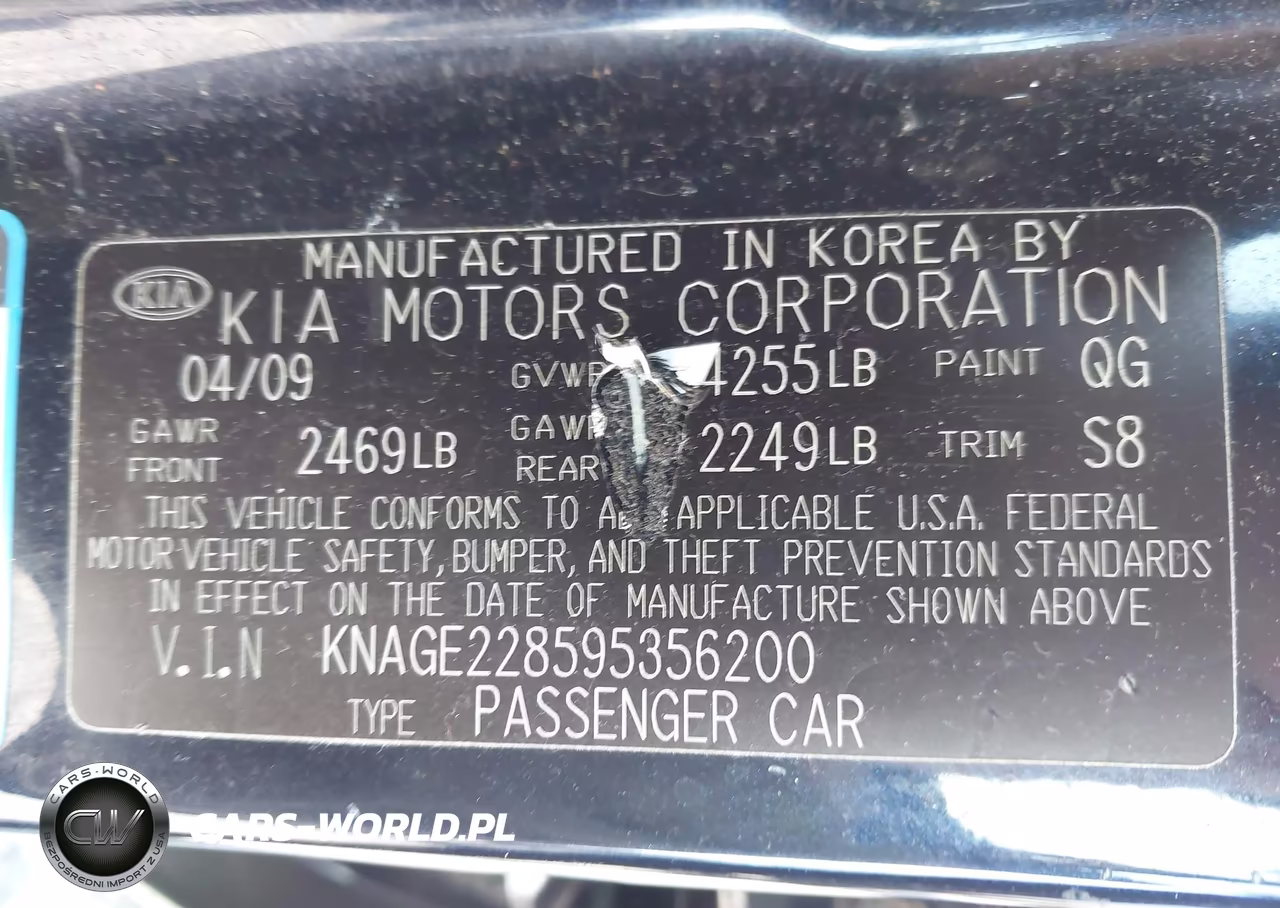 2009 Kia Optima Ex VIN:KNAGE228595356200 - 9