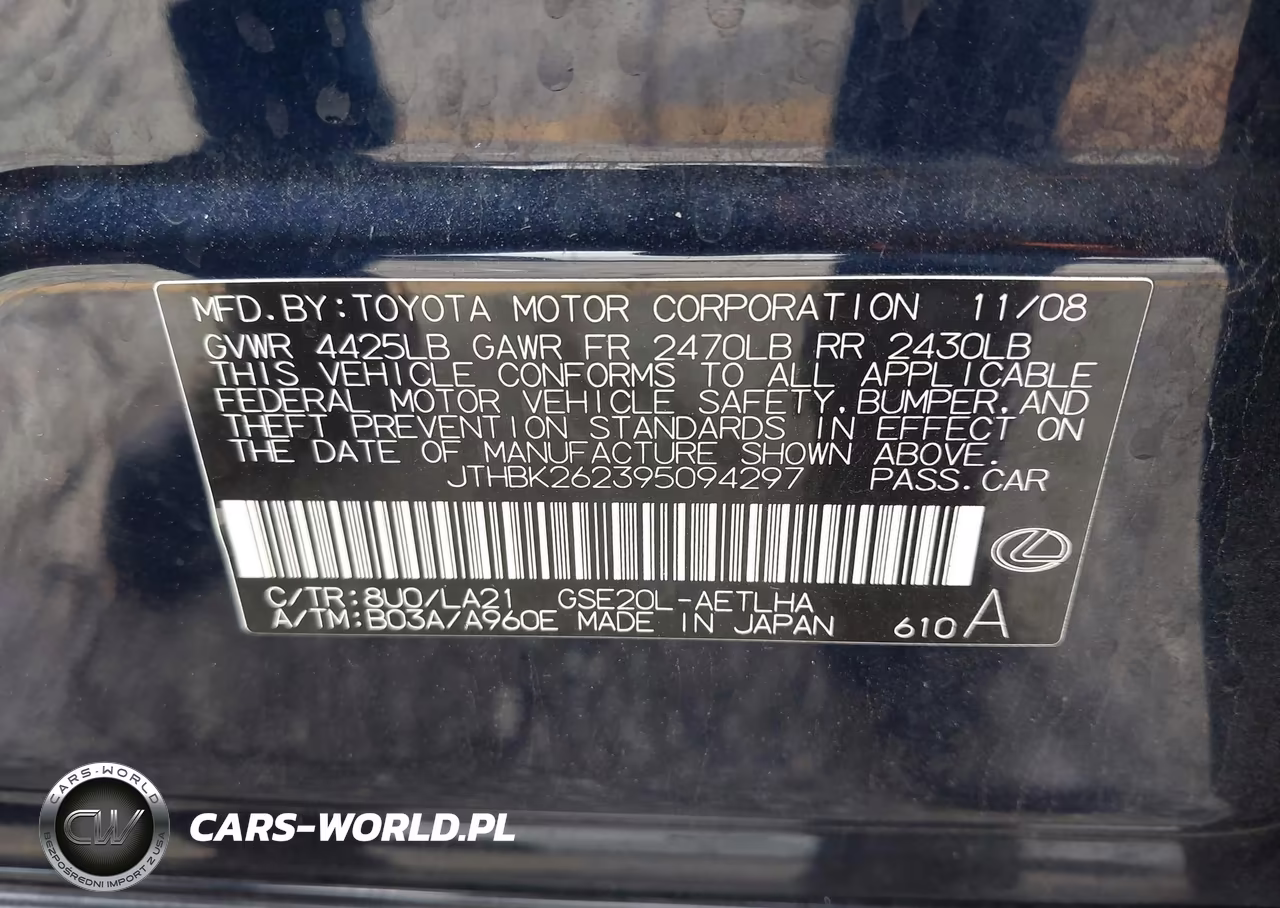 2009 Lexus Is 250 VIN:JTHBK262395094297 - 9