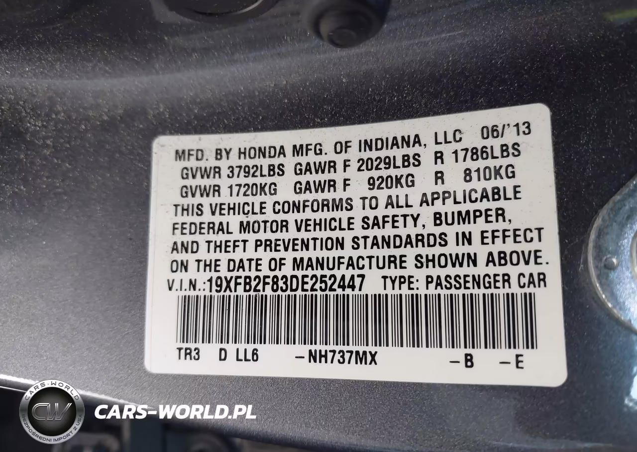 2013 Honda Civic Ex VIN:19XFB2F83DE252447 - 9