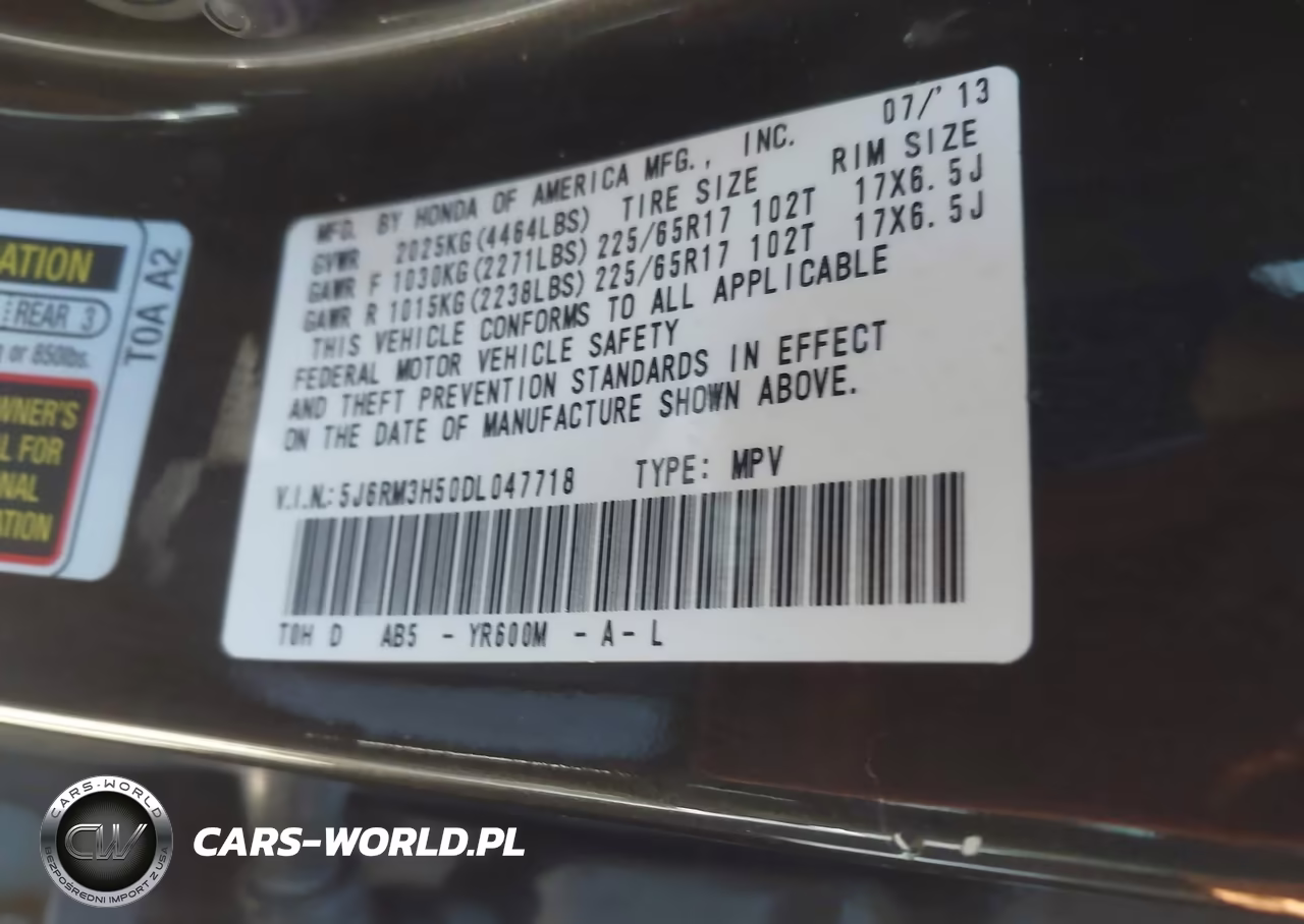 2013 Honda Cr-V Ex VIN:5J6RM3H50DL047718 - 9