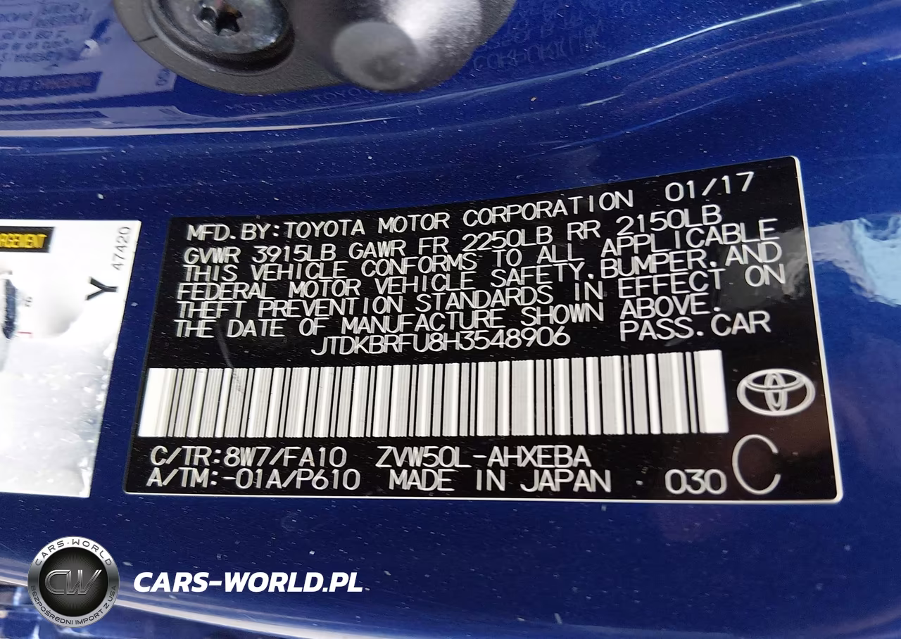 2017 Toyota Prius Two VIN:JTDKBRFU8H3548906 - 9
