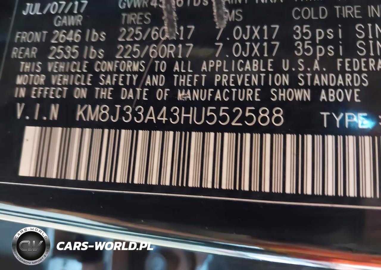 2017 Hyundai Tucson Se Plus VIN:KM8J33A43HU552588 - 9