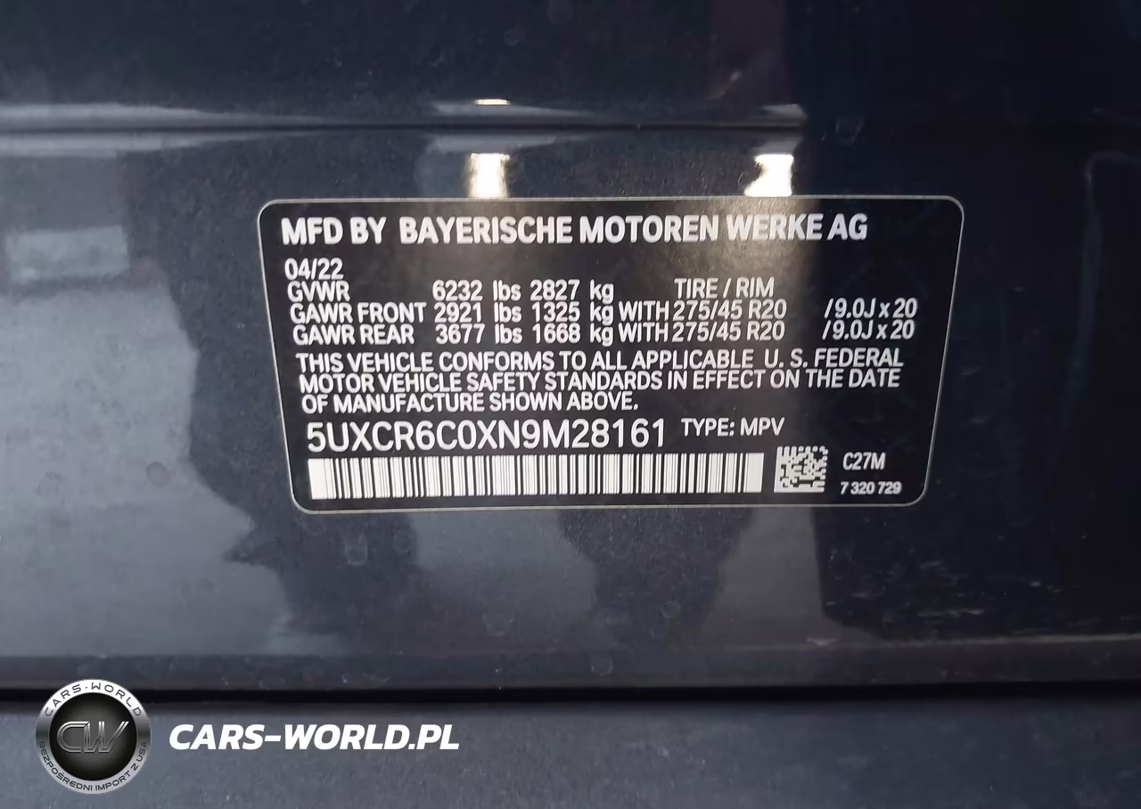 2022 BMW X5 xDrive40I VIN:5UXCR6C0XN9M28161 - 9