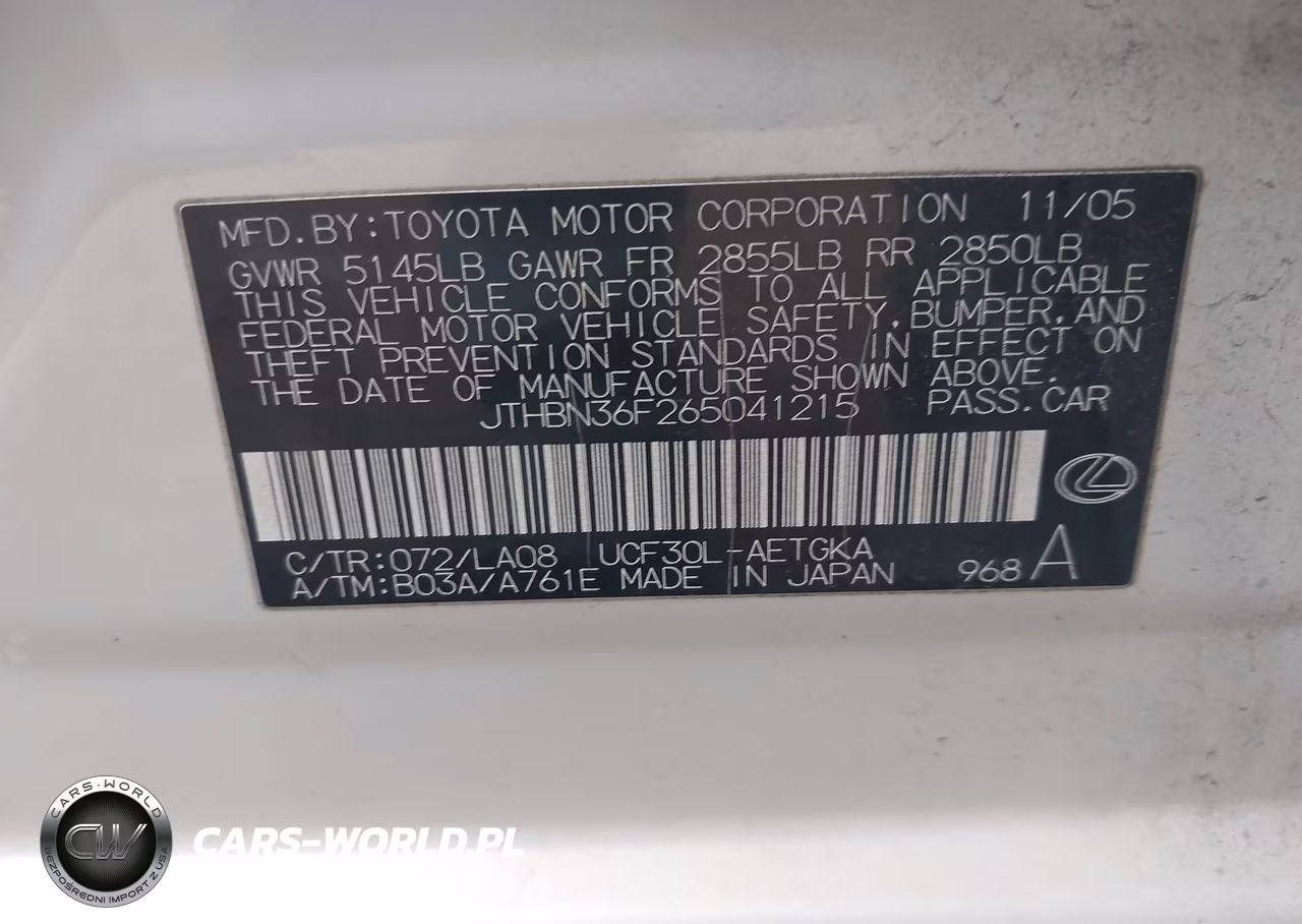2006 Lexus Ls 430 VIN:JTHBN36F265041215 - 9