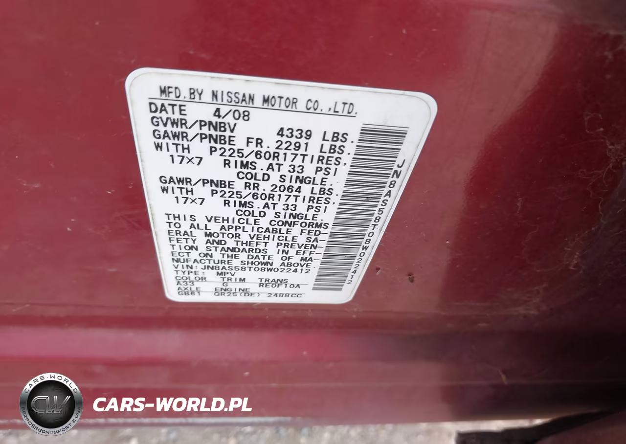 2008 Nissan Rogue Sl VIN:JN8AS58T08W022412 - 9