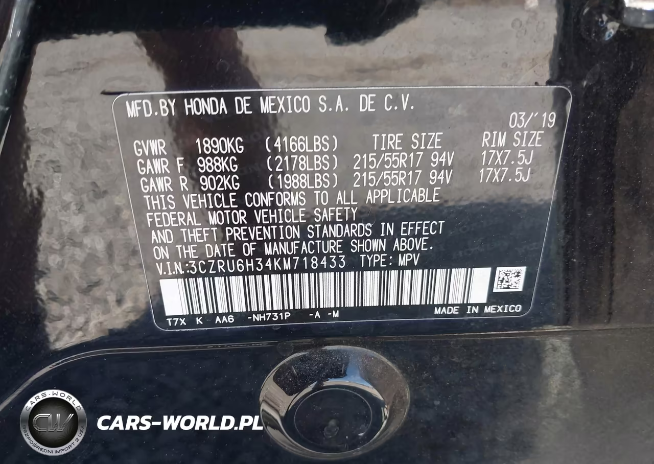 2019 Honda Hr-V Lx VIN:3CZRU6H34KM718433 - 9