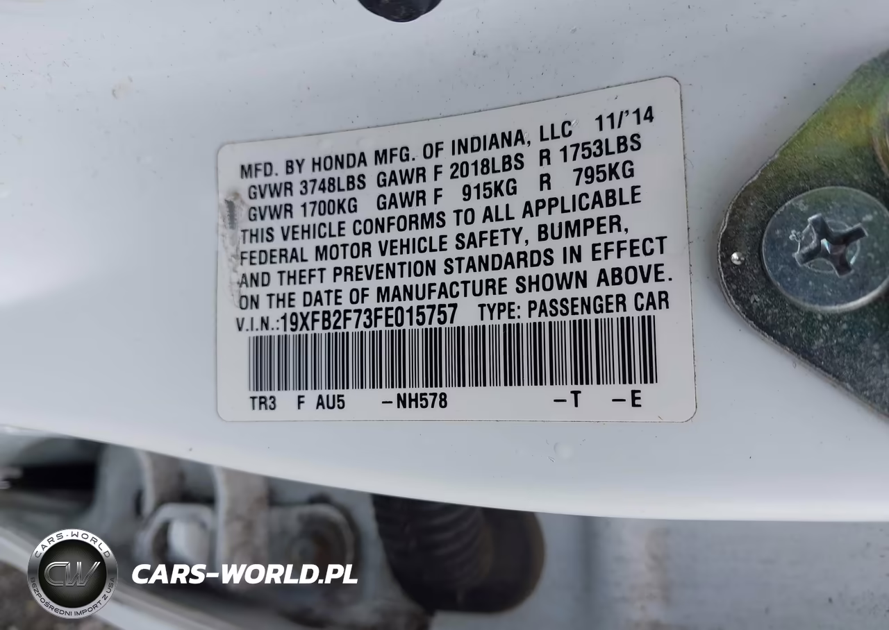 2015 Honda Civic Se VIN:19XFB2F73FE015757 - 9