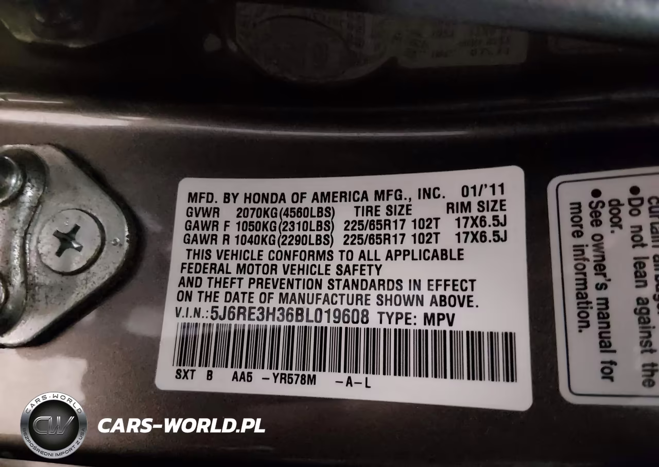 2011 Honda Cr-V Lx VIN:5J6RE3H36BL019608 - 9