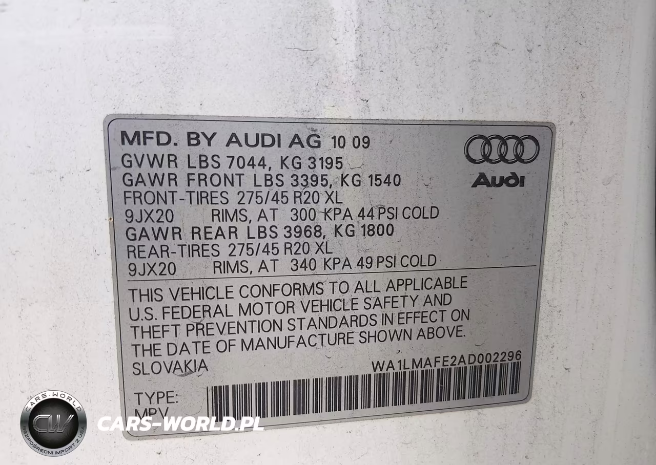 2010 Audi Q7 3.0 Tdi Premium VIN:WA1LMAFE2AD002296 - 9