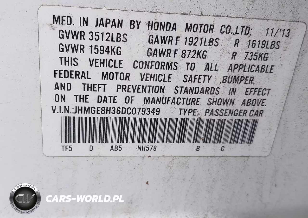 2013 Honda Fit VIN:JHMGE8H36DC079349 - 9