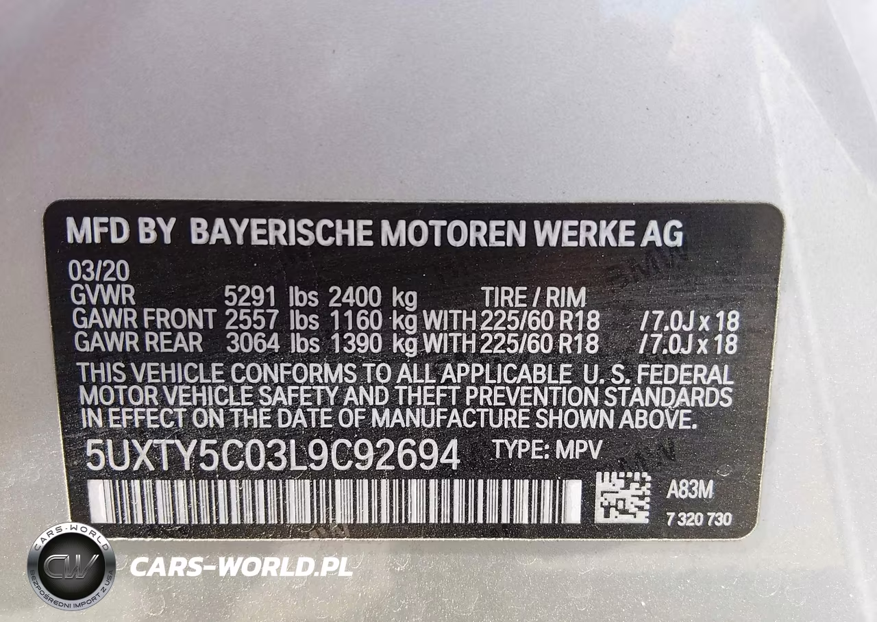 2020 BMW X3 xDrive30I VIN:5UXTY5C03L9C92694 - 9