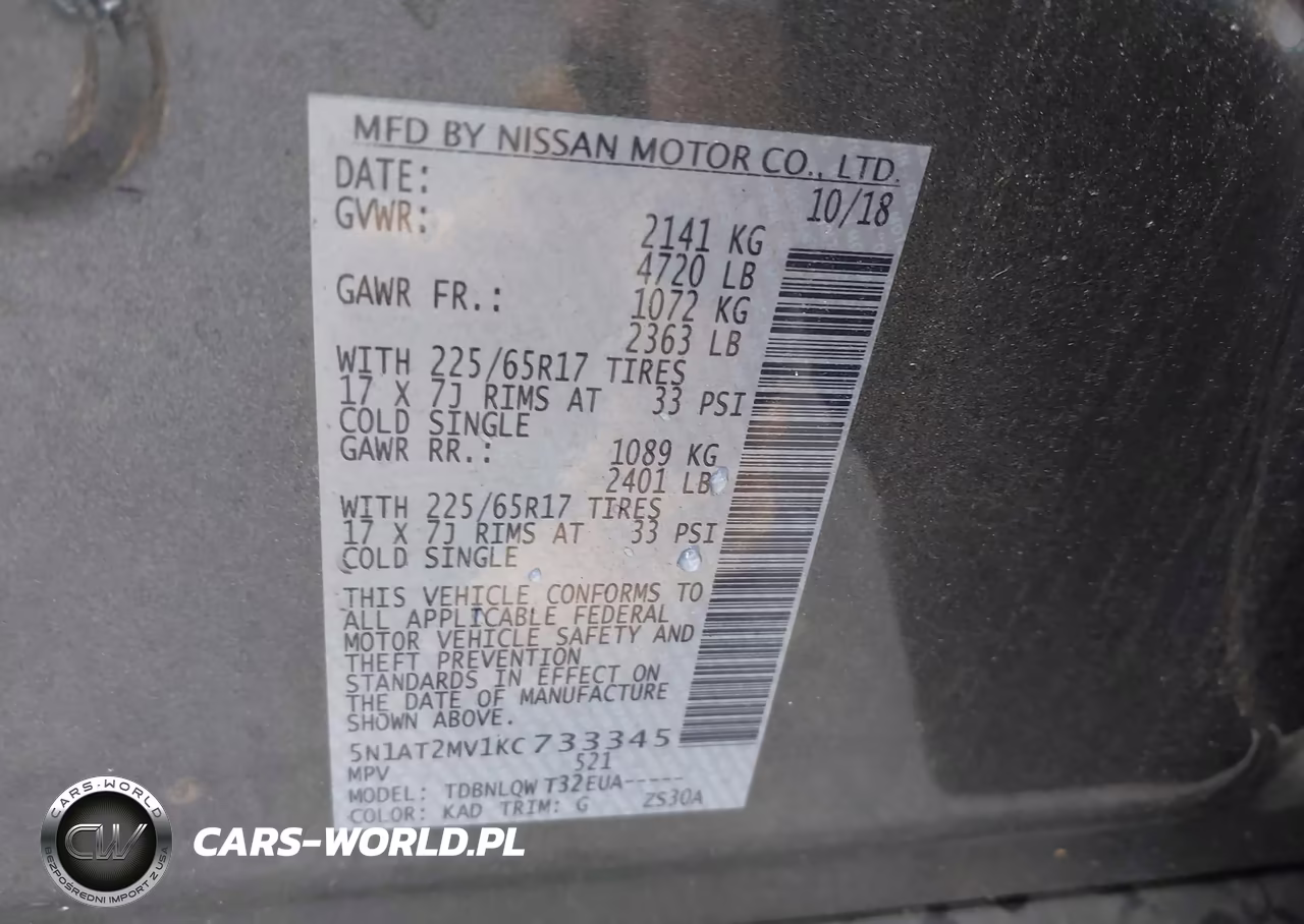 2019 Nissan Rogue Sv VIN:5N1AT2MV1KC733345 - 9