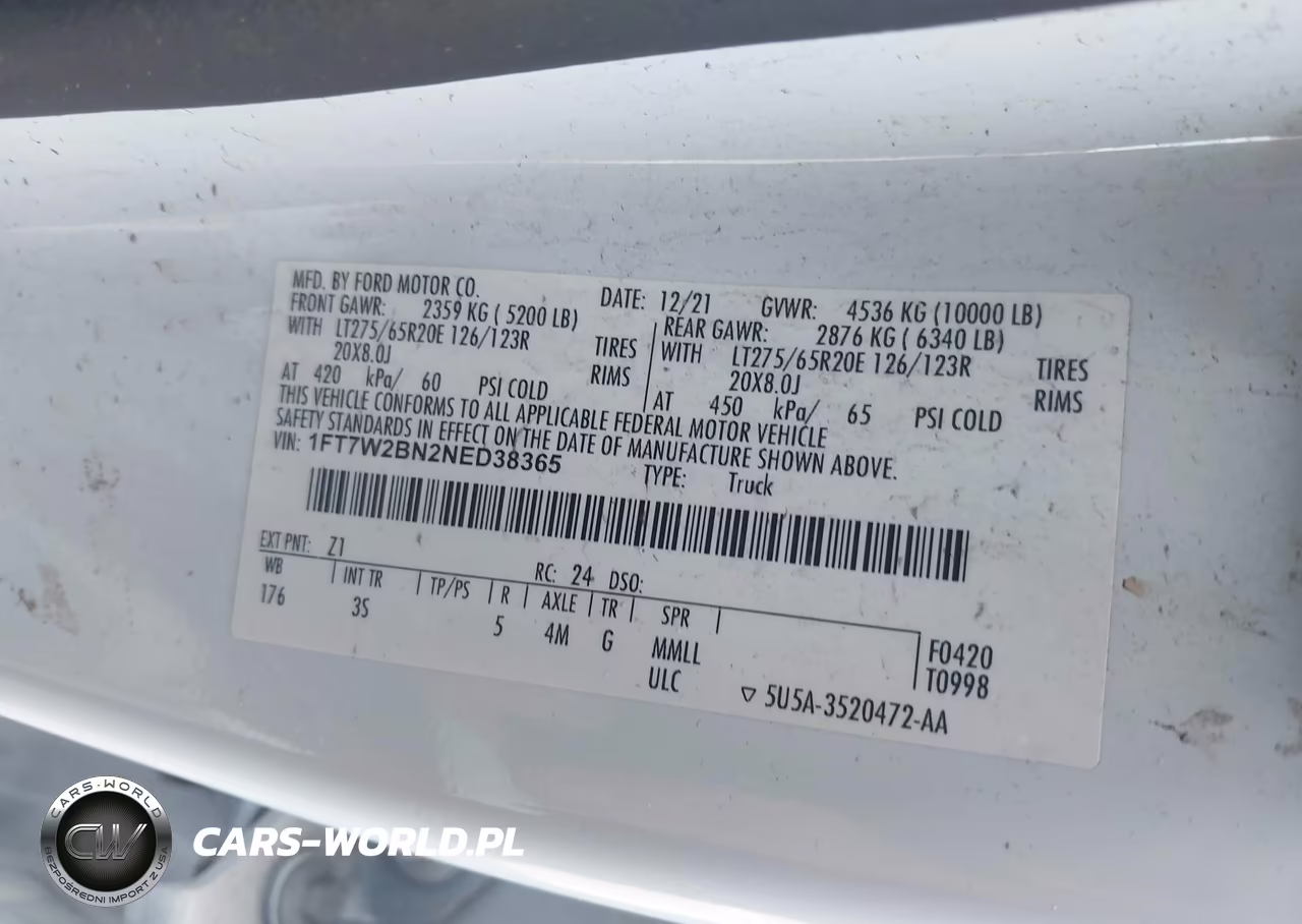 2022 Ford F-250 Xlt VIN:1FT7W2BN2NED38365 - 9