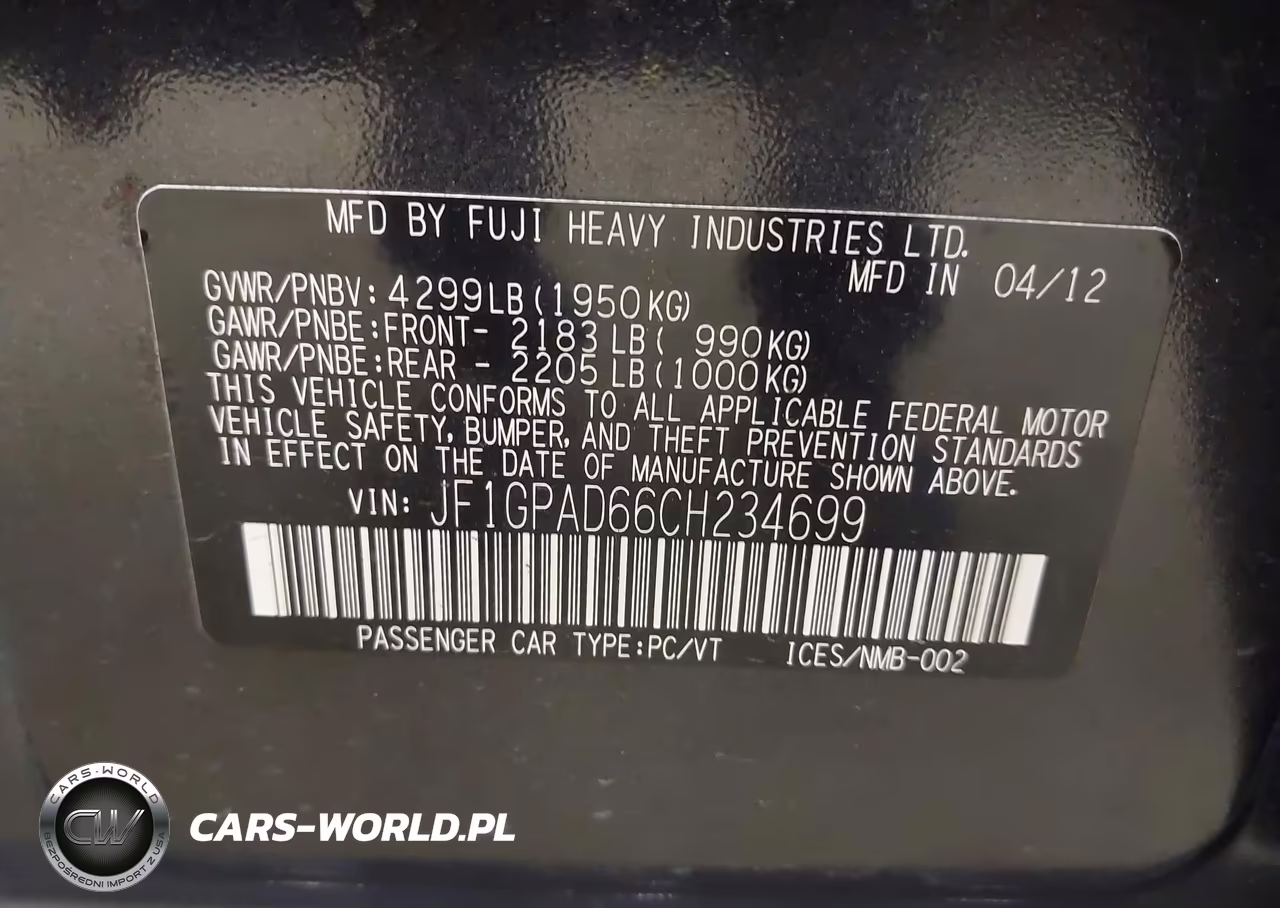 2012 Subaru Impreza 2.0I Premium VIN:JF1GPAD66CH234699 - 9
