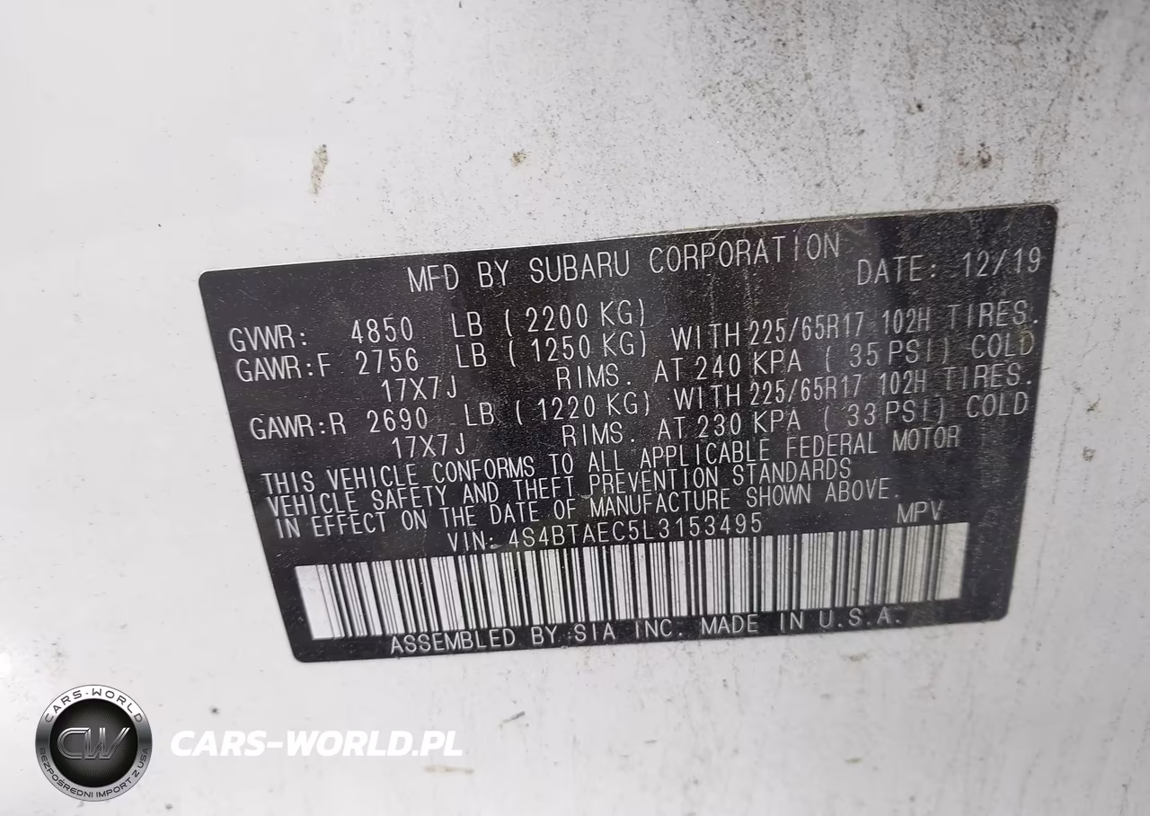 2020 Subaru Outback Premium VIN:4S4BTAEC5L3153495 - 9