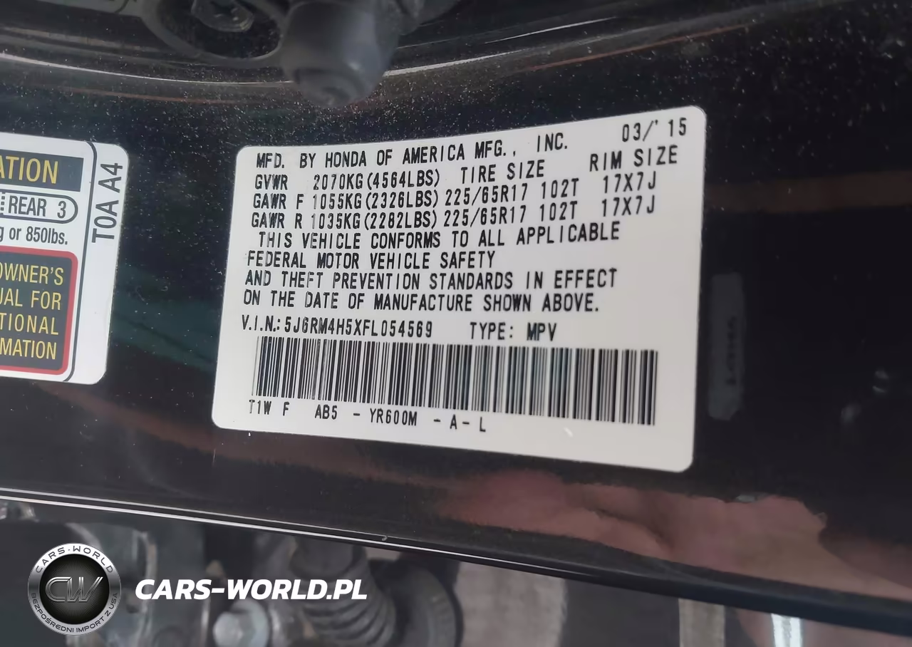 2015 Honda Cr-V Ex VIN:5J6RM4H5XFL054569 - 9