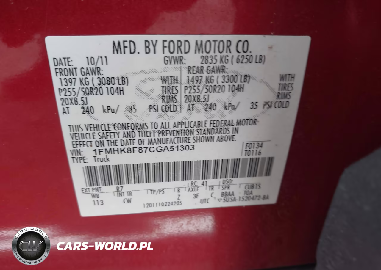 2012 Ford Explorer Limited VIN:1FMHK8F87CGA51303 - 9