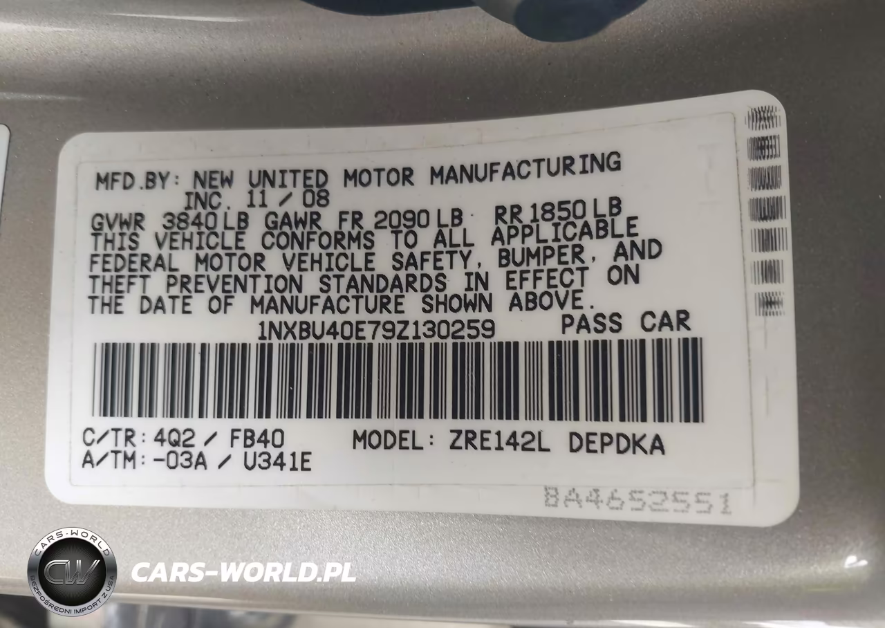 2009 Toyota Corolla Le VIN:1NXBU40E79Z130259 - 9