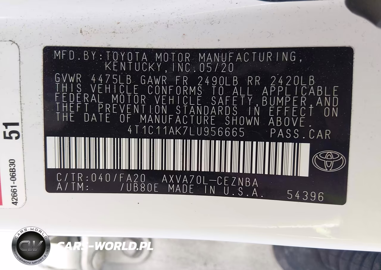 2020 Toyota Camry Le VIN:4T1C11AK7LU956665 - 9