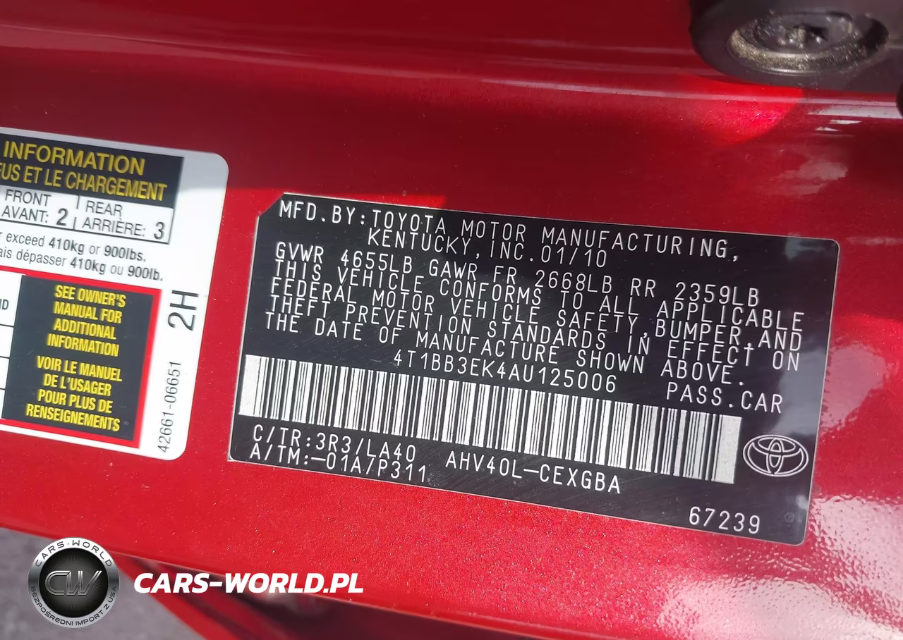 2010 Toyota Camry Hybrid VIN:4T1BB3EK4AU125006 - 9