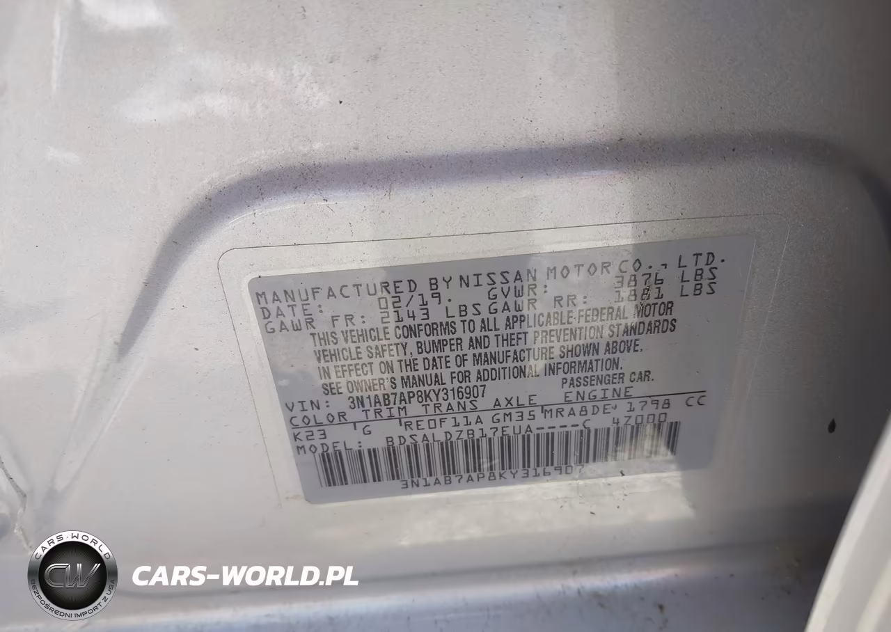 2019 Nissan Sentra S VIN:3N1AB7AP8KY316907 - 9