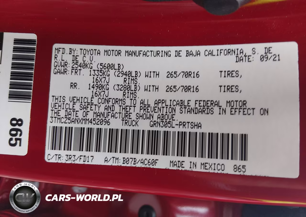 2021 Toyota Tacoma 4Wd Trd Off Road VIN:3TMCZ5ANXMM452096 - 9