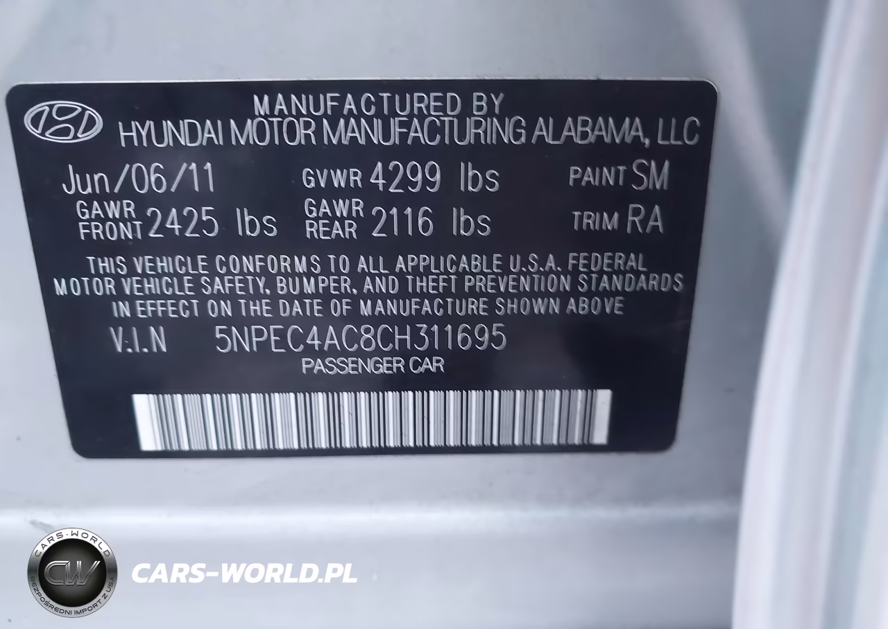 2012 Hyundai Sonata Se VIN:5NPEC4AC8CH311695 - 9