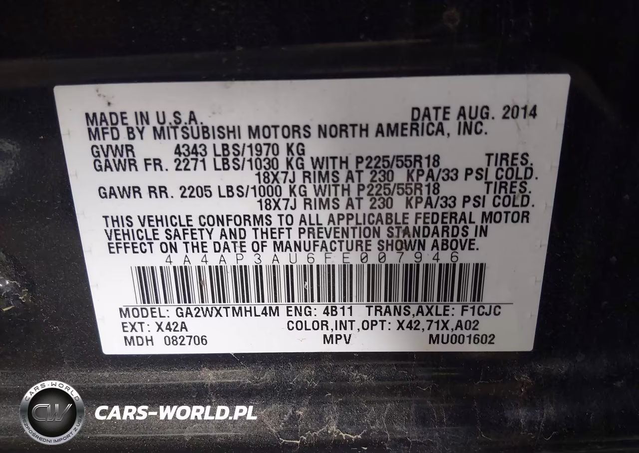 2015 Mitsubishi Outlander Sport Es VIN:4A4AP3AU6FE007946 - 9