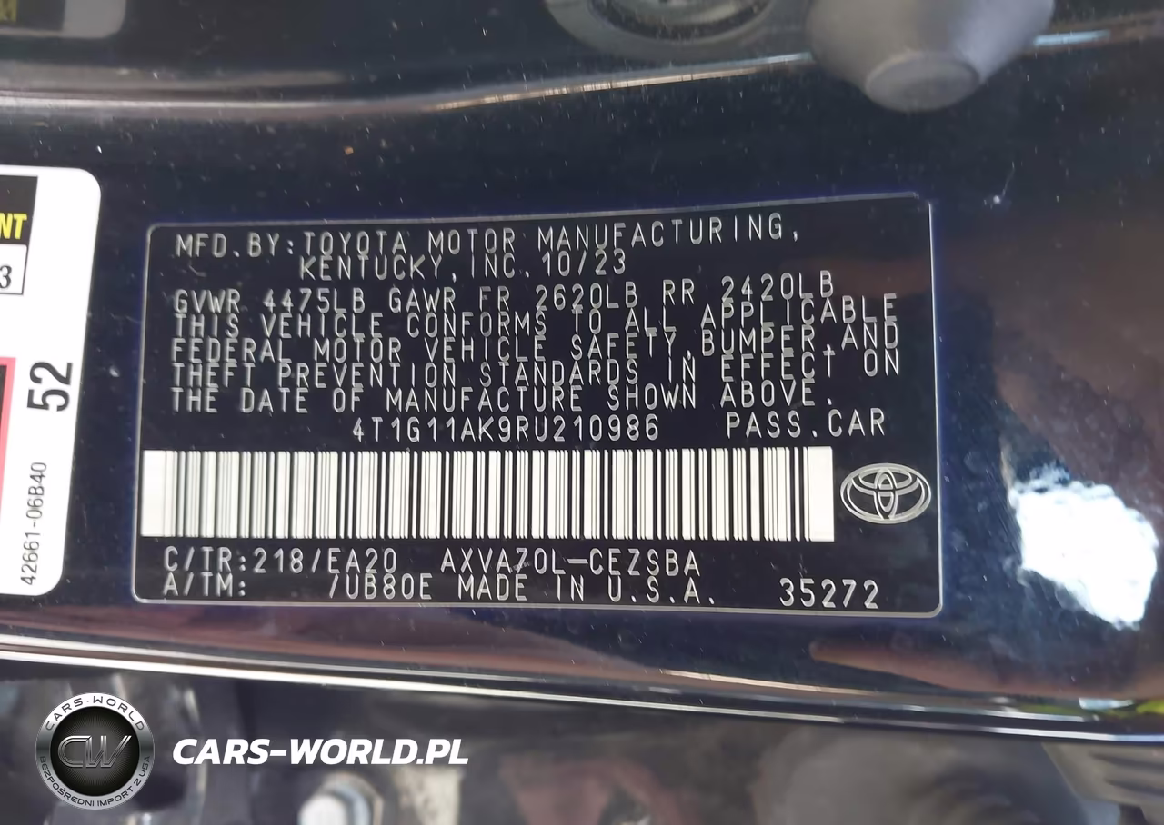 2024 Toyota Camry Se VIN:4T1G11AK9RU210986 - 9