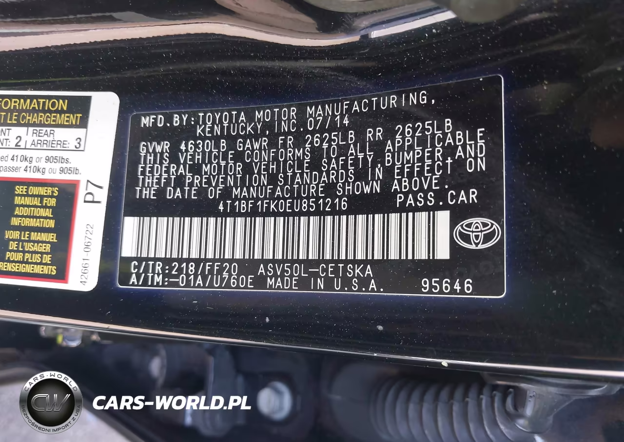 2014 Toyota Camry Se VIN:4T1BF1FK0EU851216 - 9