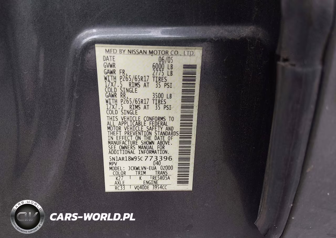 2005 Nissan Pathfinder Le VIN:5N1AR18W95C773396 - 9