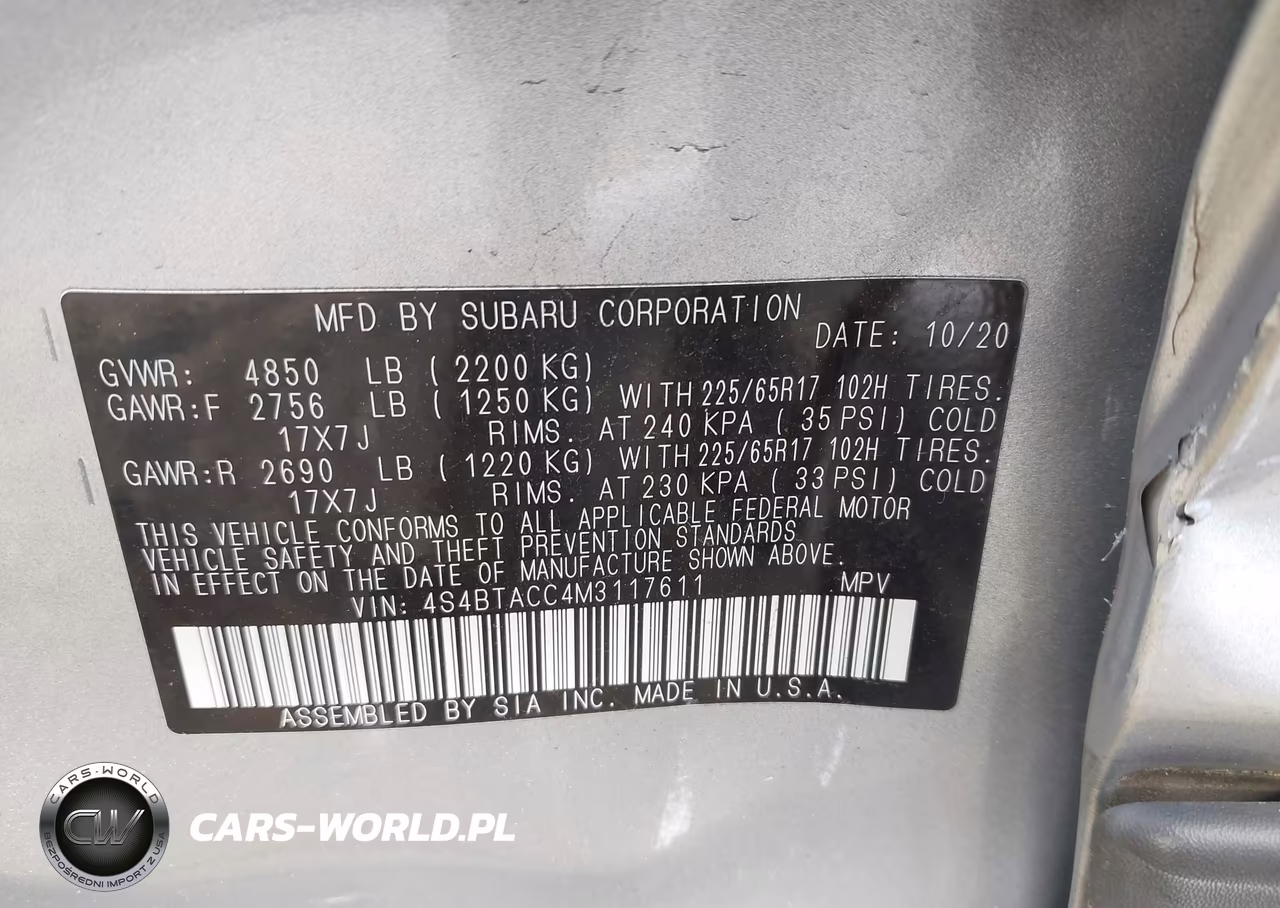 2021 Subaru Outback Premium VIN:4S4BTACC4M3117611 - 9