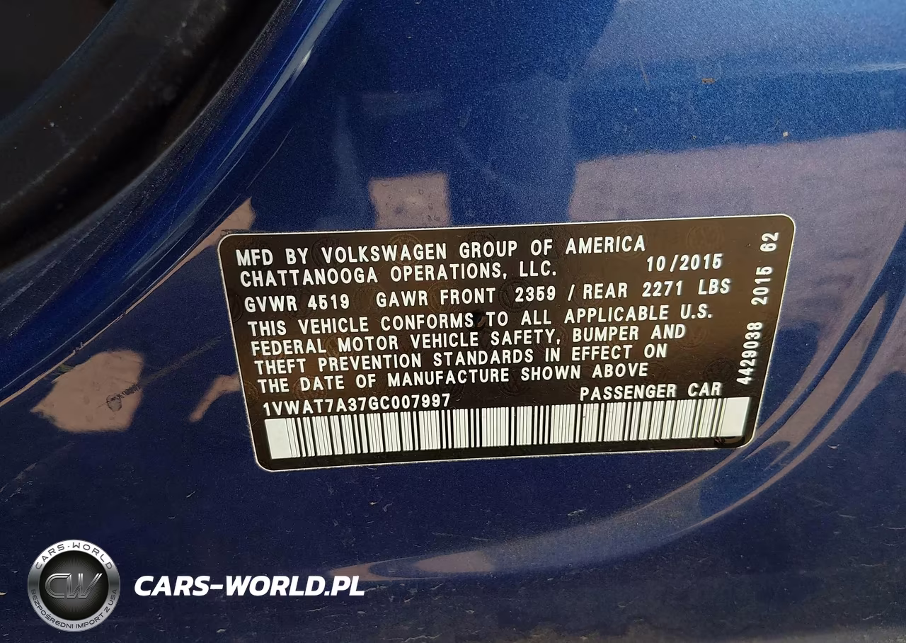 2016 Volkswagen Passat 1.8T S VIN:1VWAT7A37GC007997 - 9